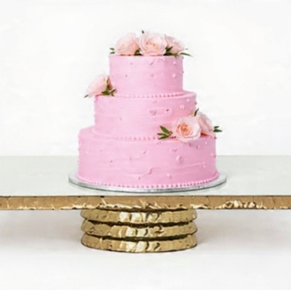 Annieglass Cake Stand - Edgey square cake stand with 24k gold trim, New - Picture 1 of 10
